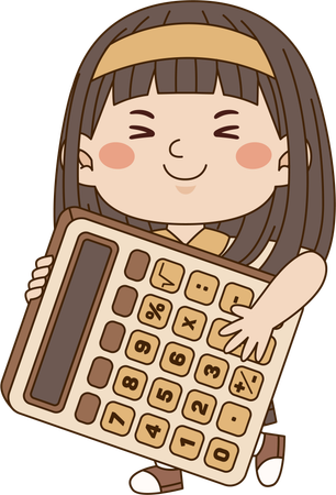 Menina com calculadora  Ilustração