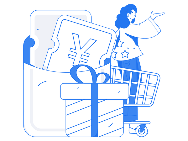 Menina com custo de compras  Ilustração