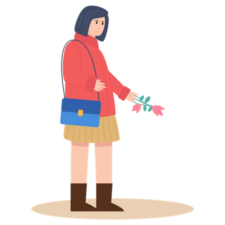 Menina com flor  Ilustração