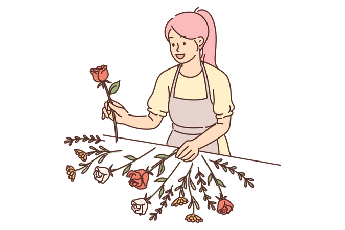 Menina com flor  Ilustração