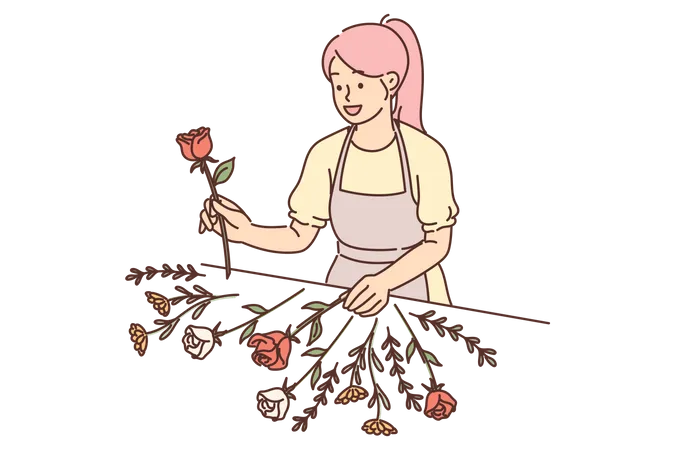 Menina com flor  Ilustração