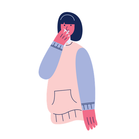 Menina tendo gripe  Ilustração