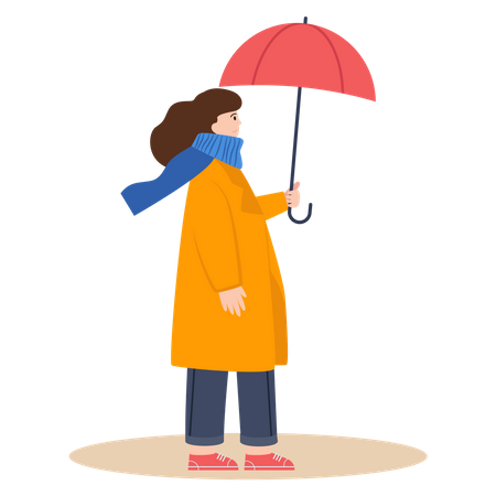 Menina com guarda-chuva  Ilustração