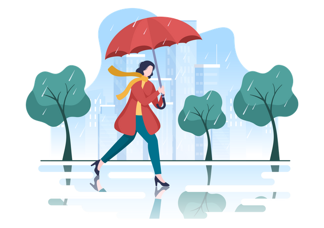 Menina com guarda-chuva  Ilustração