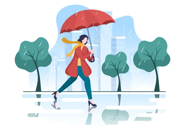 Menina com guarda-chuva  Ilustração