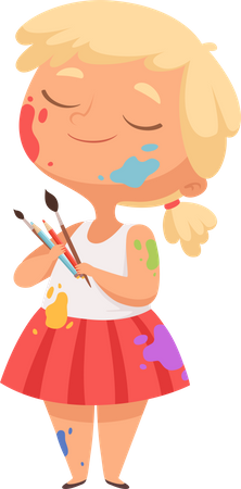 Menina com pincel  Ilustração