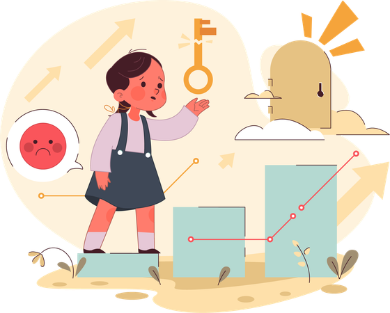 Menina com poucas chances de sucesso futuro.  Ilustração