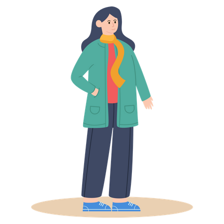 Garota com roupas de inverno  Ilustração