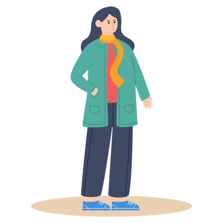 Garota com roupas de inverno  Ilustração