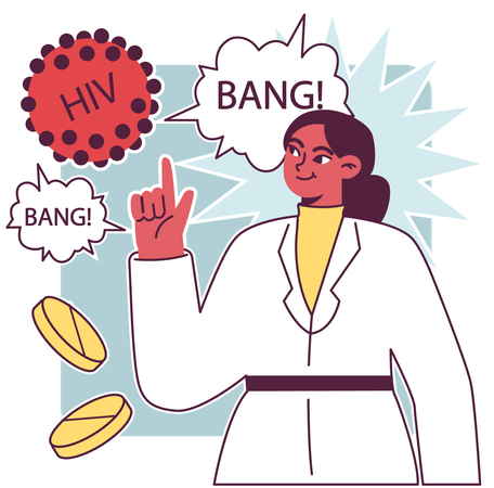 Menina com terapia antirretroviral  Ilustração