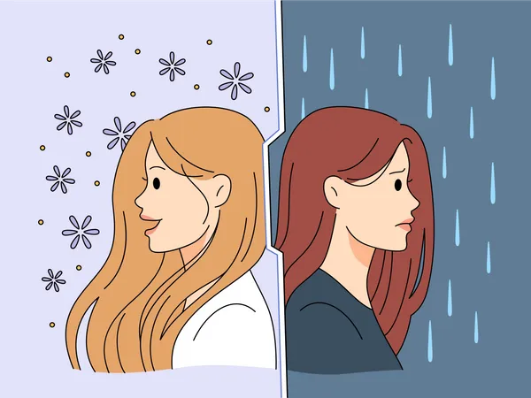 Menina com transtorno bipolar  Ilustração