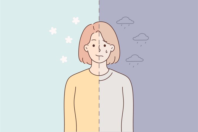 Menina com transtorno bipolar  Ilustração