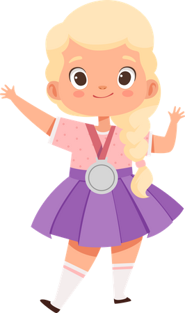 Menina comemorando a vitória  Ilustração