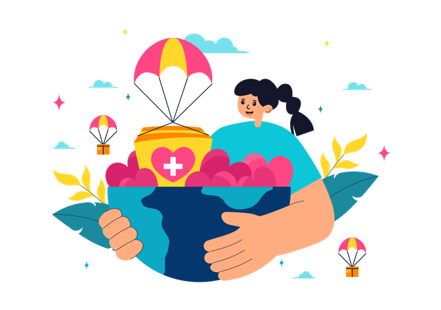 Menina comemorando o Dia Mundial da Humanidade  Ilustração