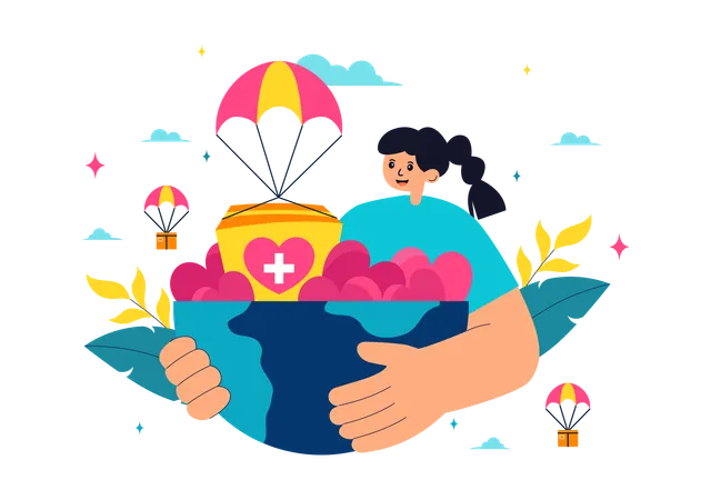 Menina comemorando o Dia Mundial da Humanidade  Ilustração
