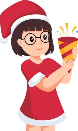 Menina comemorando o natal  Ilustração