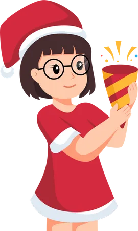 Menina comemorando o natal  Ilustração