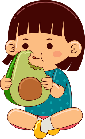 Menina comendo abacate  Ilustração
