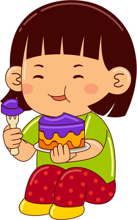 Menina comendo bolo  Ilustração