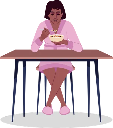 Menina comendo cereais  Ilustração