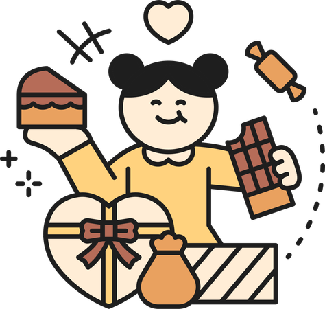 Menina comendo chocolate  Ilustração