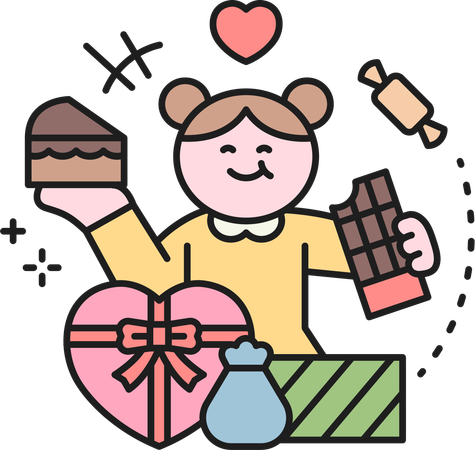 Menina comendo chocolate  Ilustração