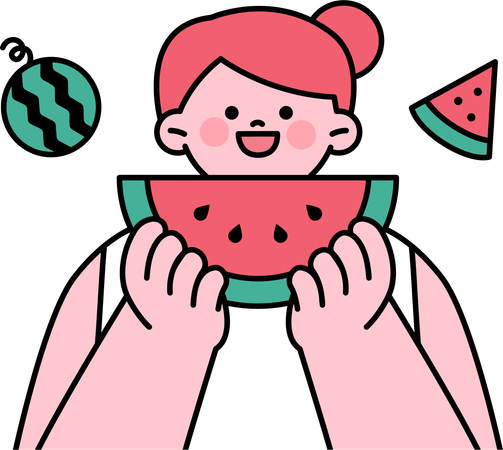 Menina comendo melancia  Ilustração