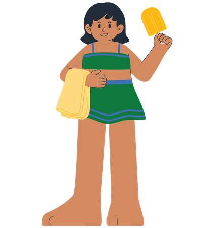 Menina comendo picolé  Ilustração
