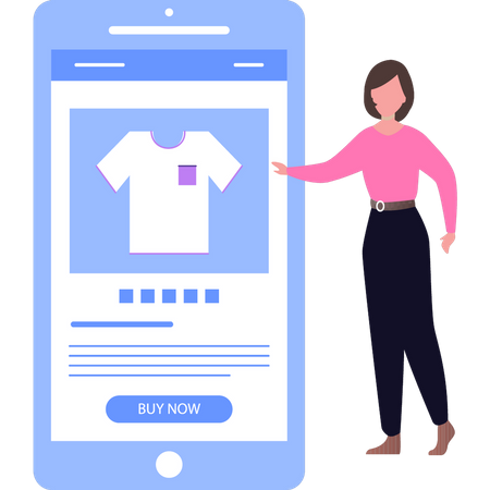 Menina comprando camisa online  Illustration