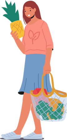 Garota comprando frutas  Ilustração