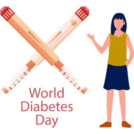 Menina contando sobre o dia mundial do diabetes  Ilustração