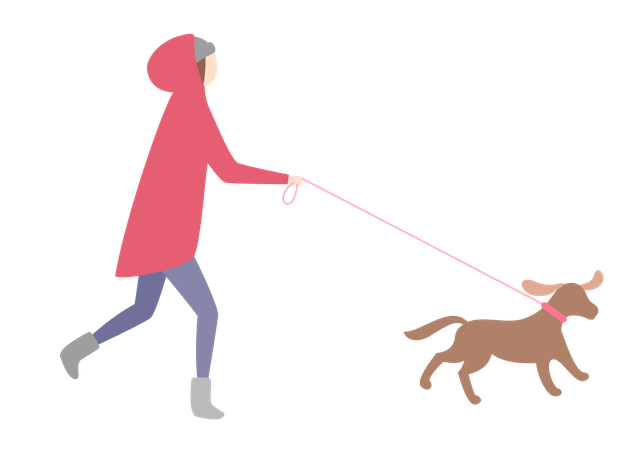 Menina correndo com cachorro  Ilustração