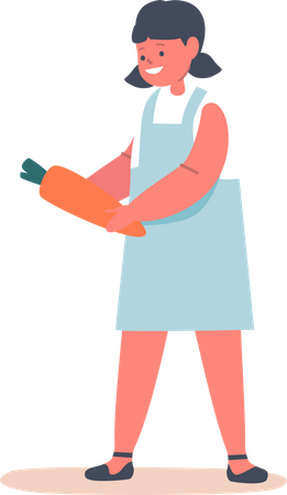 Menina corrigindo cenoura  Ilustração