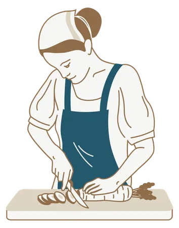 Menina cozinhando  Ilustração