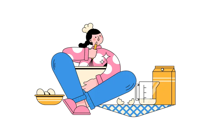 Menina cozinhando  Ilustração