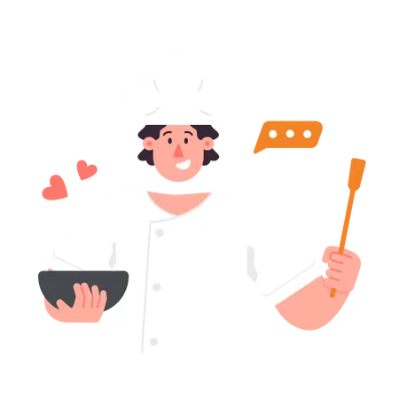 Menina cozinhando  Ilustração