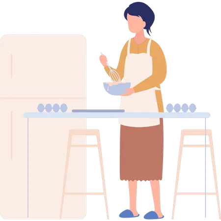 Menina cozinhando  Ilustração