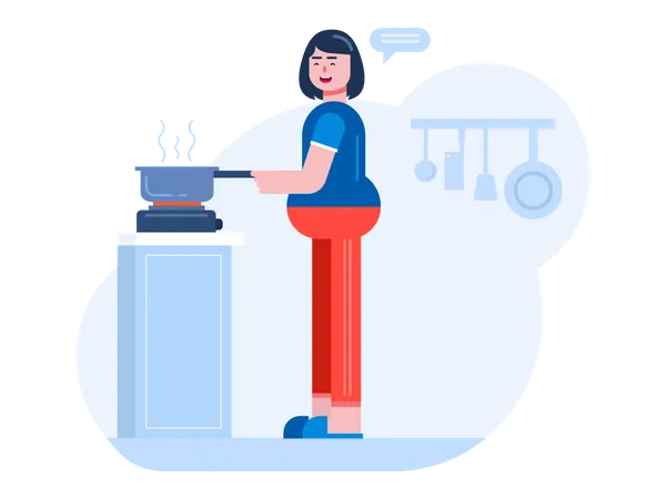 Menina cozinhando  Ilustração