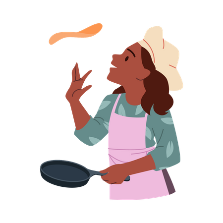 Menina cozinhando comida  Ilustração