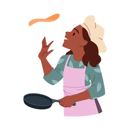 Menina cozinhando comida  Ilustração