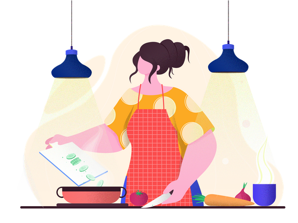 Menina cozinhando  Ilustração