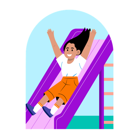 Menina criança deslizando no playground  Ilustração