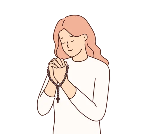 Menina cristã rezando  Ilustração