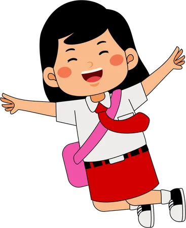 Menina da escola feliz  Ilustração