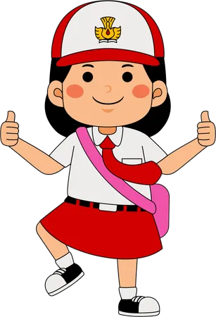 Menina da escola feliz  Ilustração