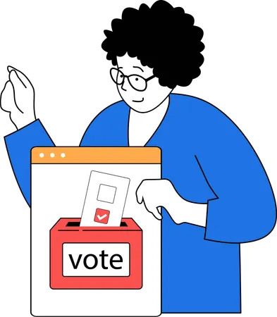 Garota dá seu voto no dia da votação  Ilustração