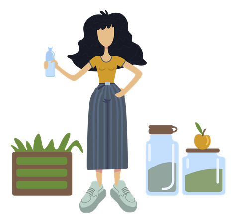 Menina dando água para plantar  Illustration