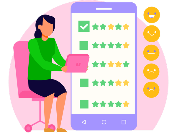 Menina dando um bom feedback  Ilustração
