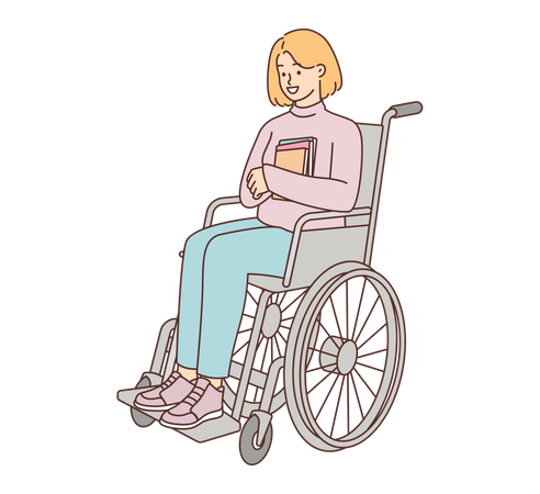 Menina deficiente sentada em cadeira de rodas  Ilustração