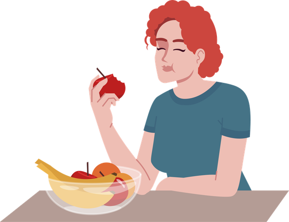 Garota desfrutando de frutas frescas  Ilustração